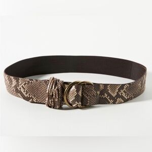 Anthropologie Tonya Snake-print Double Ring Belt